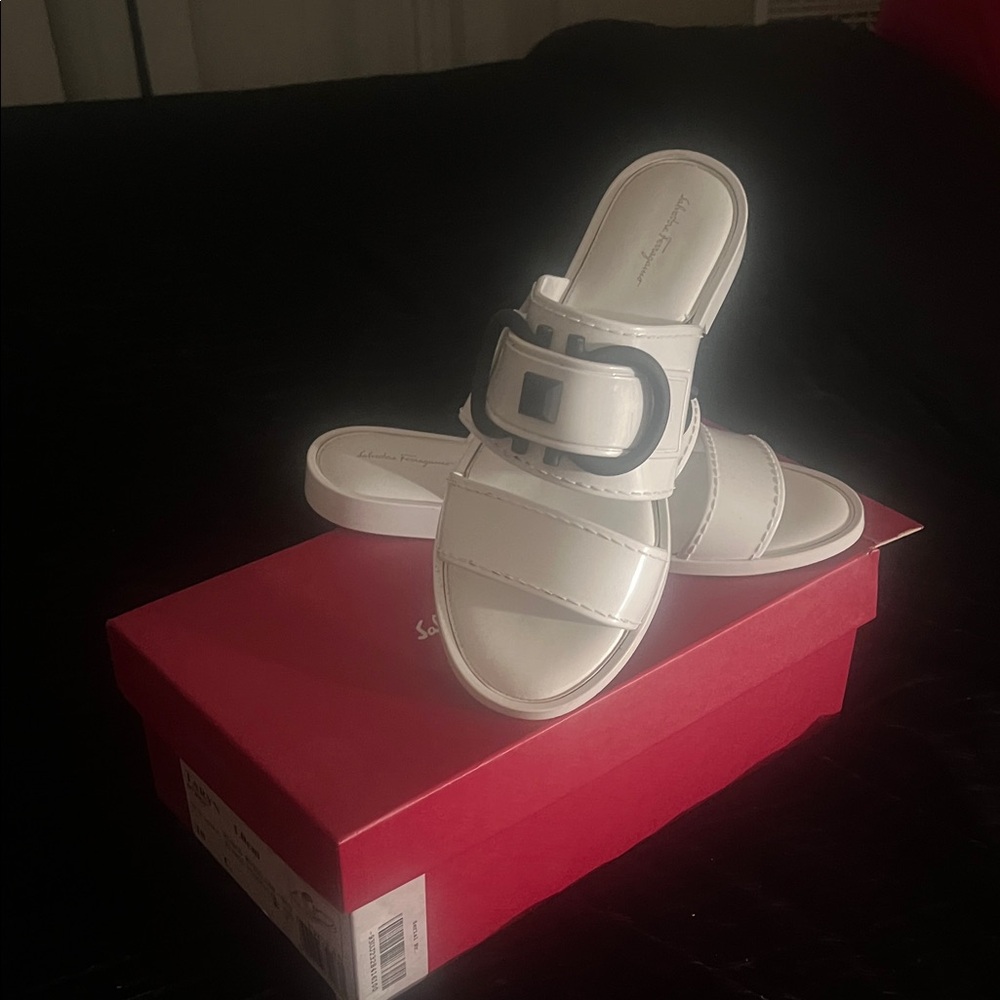 Salvatore Ferragamo White Leather Sandals